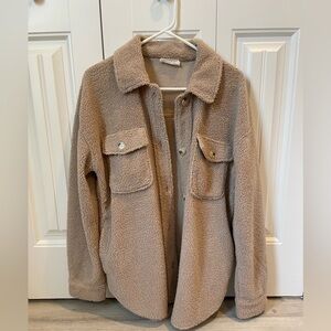 Uncharted Threads Sherpa Shacket in tan